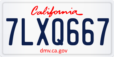 CA license plate 7LXQ667