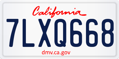 CA license plate 7LXQ668