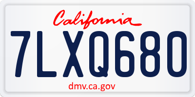 CA license plate 7LXQ680