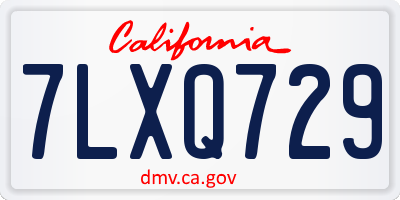 CA license plate 7LXQ729