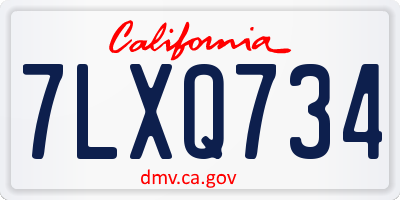 CA license plate 7LXQ734