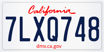 CA license plate 7LXQ748