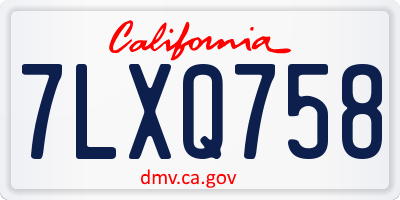CA license plate 7LXQ758
