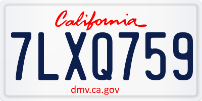 CA license plate 7LXQ759