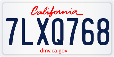 CA license plate 7LXQ768