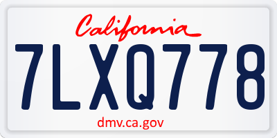 CA license plate 7LXQ778