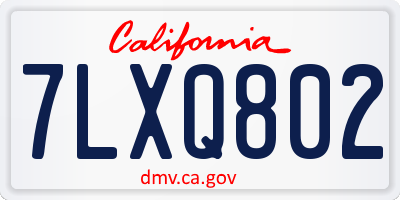 CA license plate 7LXQ802
