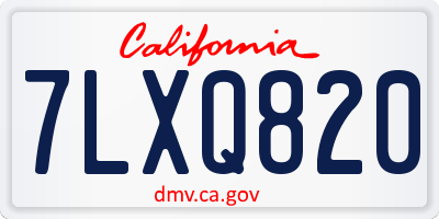 CA license plate 7LXQ820