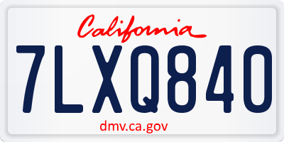 CA license plate 7LXQ840