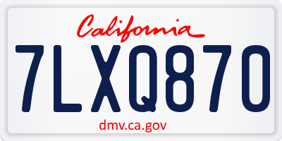 CA license plate 7LXQ870