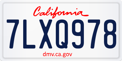 CA license plate 7LXQ978