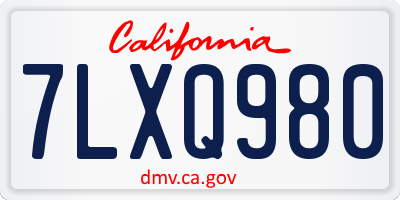 CA license plate 7LXQ980