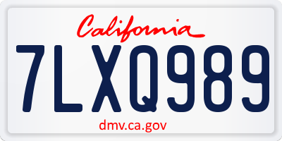 CA license plate 7LXQ989