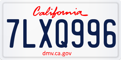 CA license plate 7LXQ996