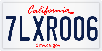 CA license plate 7LXR006