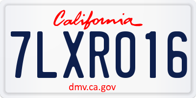 CA license plate 7LXR016