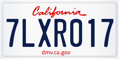 CA license plate 7LXR017