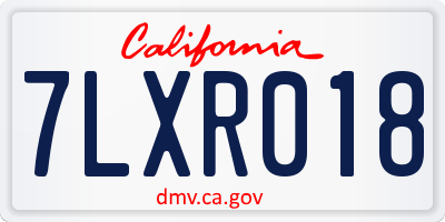 CA license plate 7LXR018