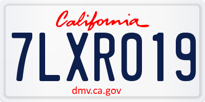 CA license plate 7LXR019
