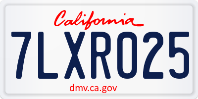 CA license plate 7LXR025