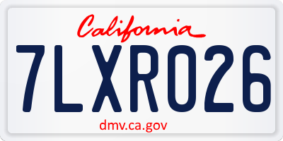 CA license plate 7LXR026