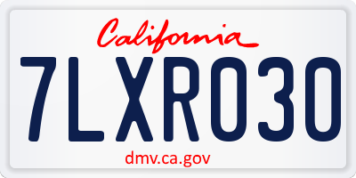CA license plate 7LXR030