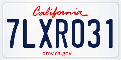 CA license plate 7LXR031