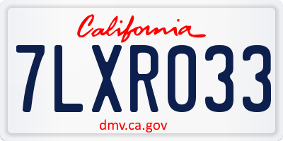 CA license plate 7LXR033