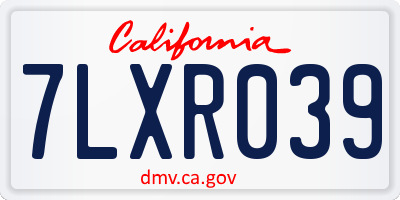 CA license plate 7LXR039