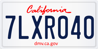 CA license plate 7LXR040