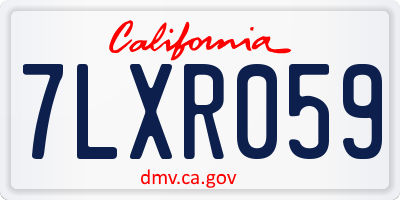CA license plate 7LXR059