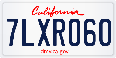CA license plate 7LXR060