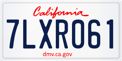 CA license plate 7LXR061