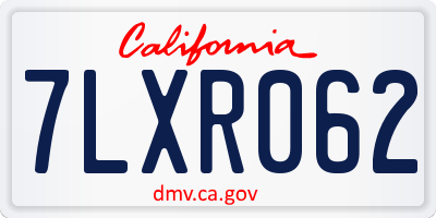 CA license plate 7LXR062
