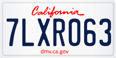 CA license plate 7LXR063