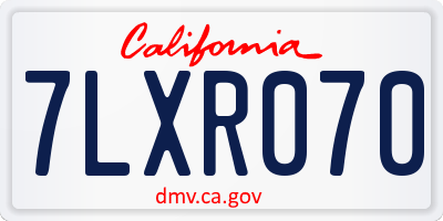 CA license plate 7LXR070