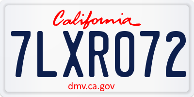 CA license plate 7LXR072