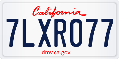 CA license plate 7LXR077