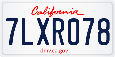 CA license plate 7LXR078