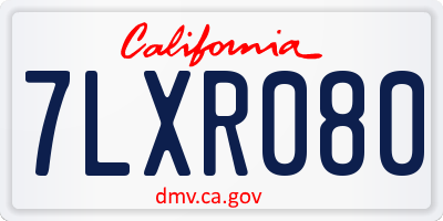 CA license plate 7LXR080