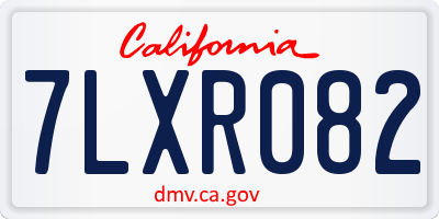 CA license plate 7LXR082