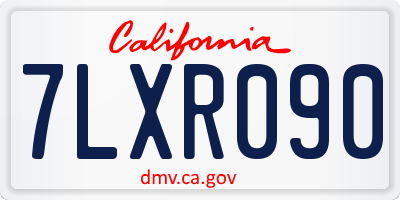 CA license plate 7LXR090