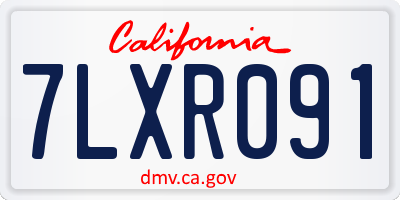 CA license plate 7LXR091
