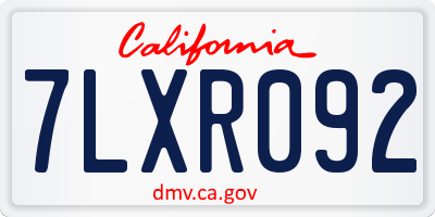 CA license plate 7LXR092