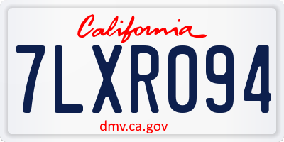 CA license plate 7LXR094