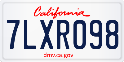 CA license plate 7LXR098