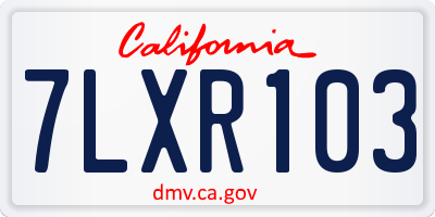 CA license plate 7LXR103