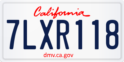 CA license plate 7LXR118