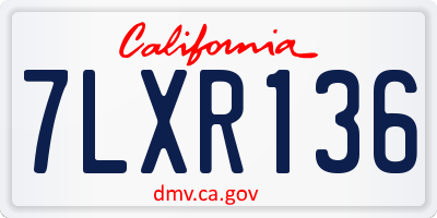 CA license plate 7LXR136