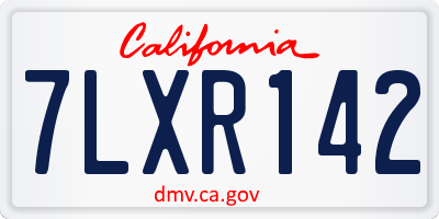 CA license plate 7LXR142